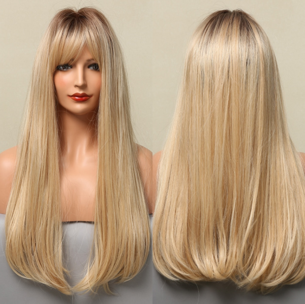 Honey Blonde Wig with Bangs