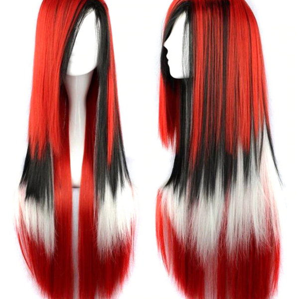 fantasy red black white wig