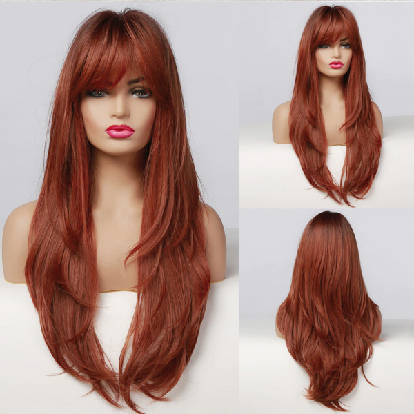 vicky long red layered waves wig