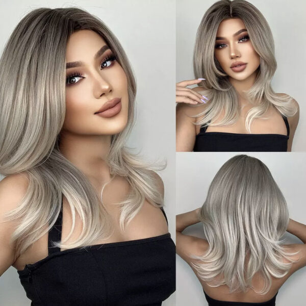 silvia silver gold wig